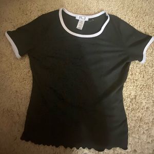 Black, white lined crop top